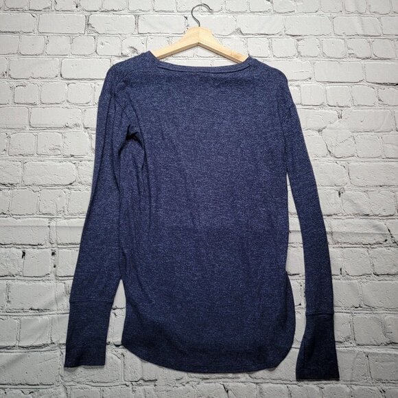 Athleta Luxe Pose Thumb Hole Marled Navy Blue Tunic Top Size XXS - Picture 10 of 14